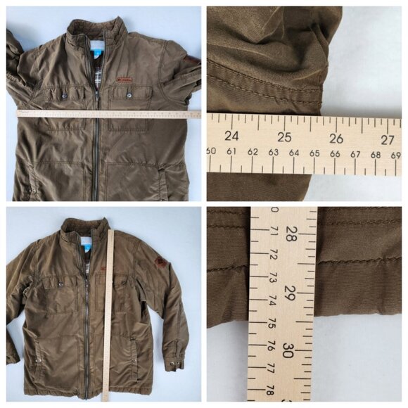 Columbia Mens Mid Weight Flannel and Nylon Lined Coat Size Large Brown - Picture 9 of 15